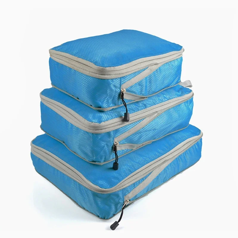 Reiscompressie verpakking kubussen bagageorganisator voor bagage bagage met grote capaciteit set waterdichte opbergzakken: Paars