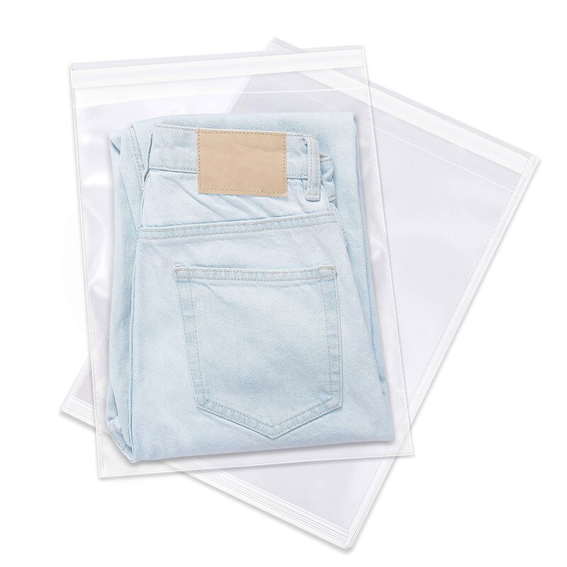 100Pcs/Pack Crystal Clear Resealable Polypropylene Poly Bags for Packaging, Clothing &amp; T Shirts Opp Self Adhesive Plastic Bag