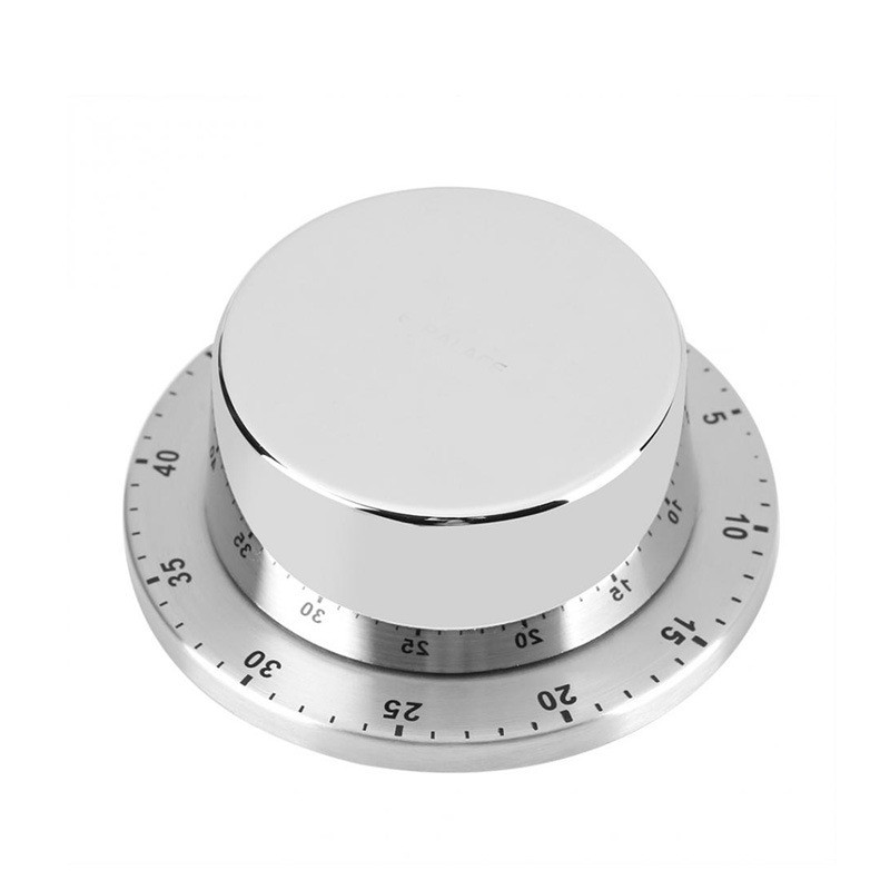 Stainless Steel Reminder Learning Baking Time Management Timer with Magnetic Base Manual Countdown Cooking Tools Kitchen Gadgets: Silver