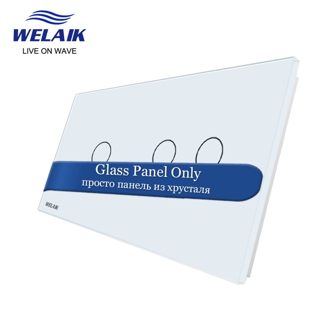 Welaik Eu 2Frame 151*80Mm 1Gang Led Licht Muur Touch Switch White Crystal Gehard Glas Panel alleen Diy Onderdelen A2911W1: 1-2 White