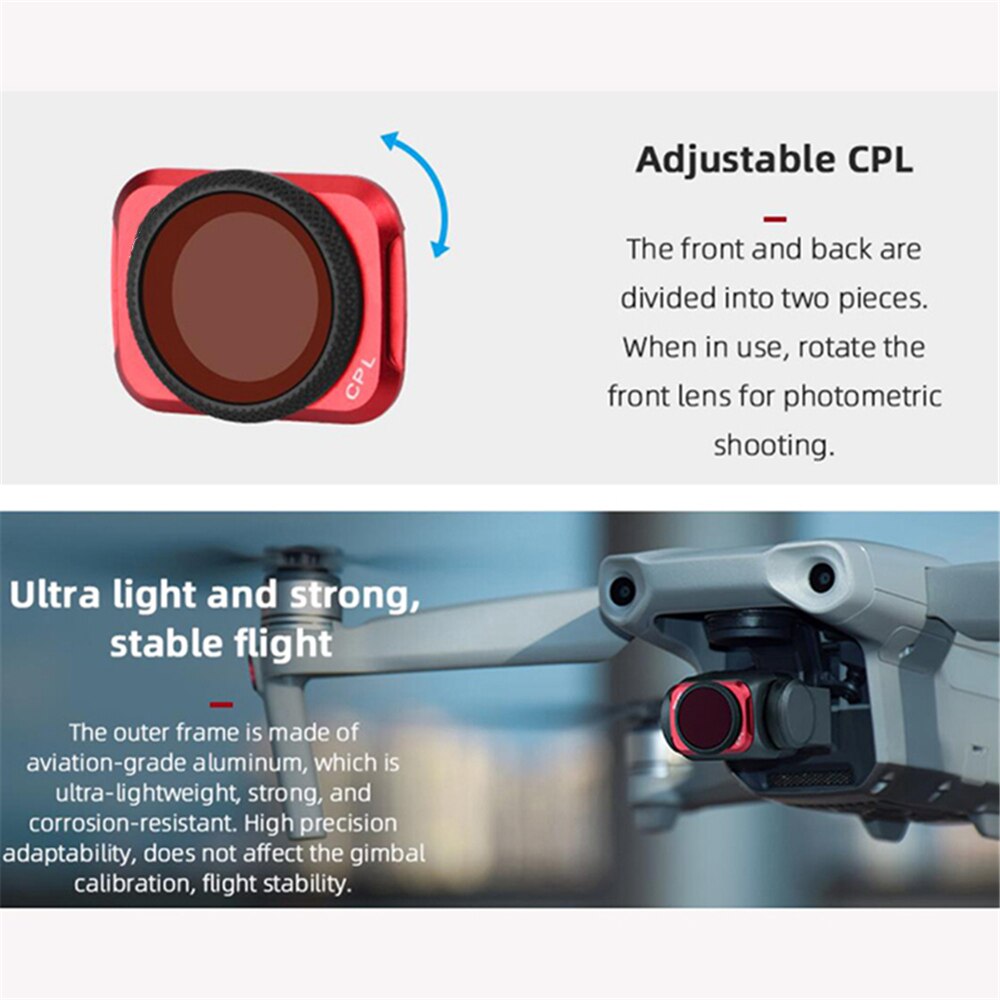 Cpl Filter Voor Dji Mavic Air 2 Drone Camera Lens Verstelbare Cpl ND8 Uv Lens Filter Kit Voor Mavic Air 2 Accessoires