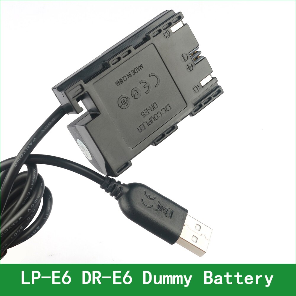 5V Usb LP-E6 DR-E6 ACK-E6 Dummy Batterij Adapter Plug Dc Power Bank Voor Canon Eos 5D Mark Ii Iii iv/6D Mark Ii/7D Mark Ii
