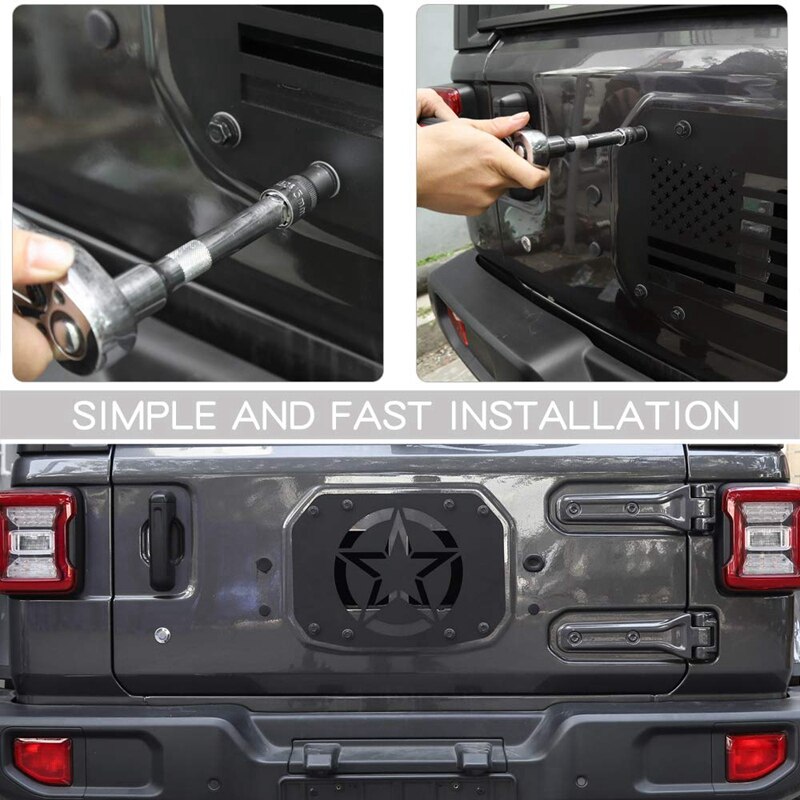 Spare Tire Carrier Delete Filler Plate Tramp Stamp Tailgate Vent-Plate Cover for Jeep Wrangler JL