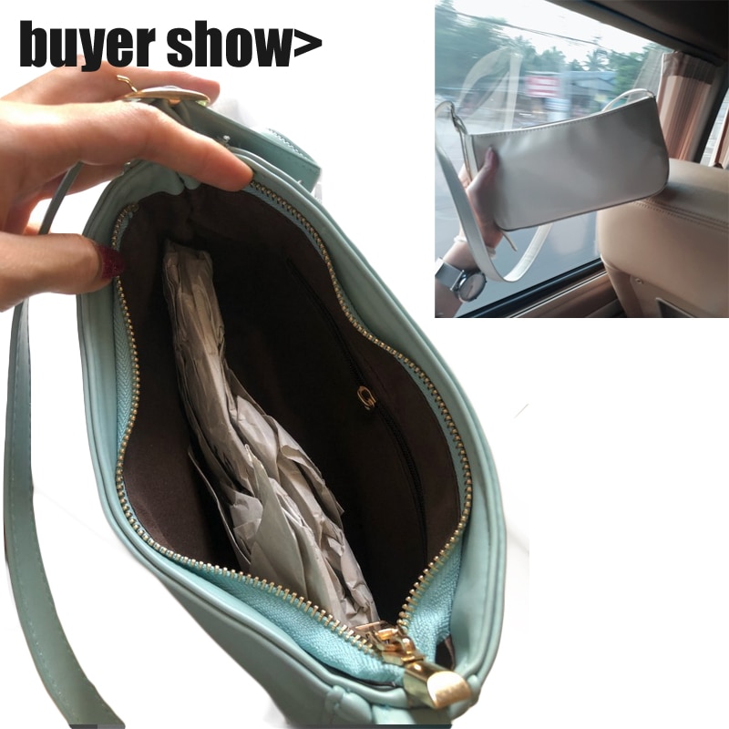 Spring Summer Woman Trendy Green White Single Strap Handbags PU Leather Zipper Shoulder Bag Female Handbag