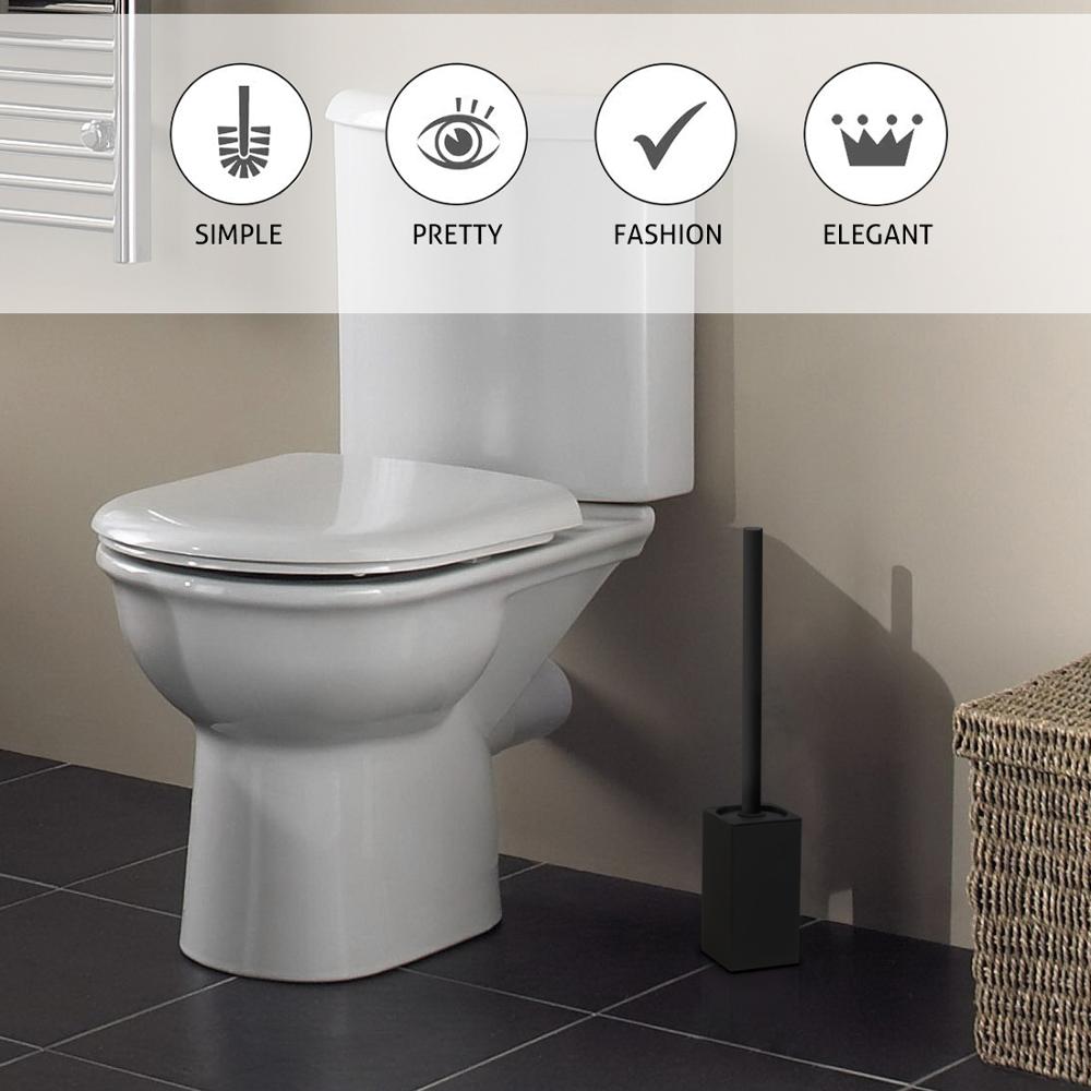 304 rustfrit stål toiletbørste krom badeværelse rengøringsholder med toiletbørste populær firkant