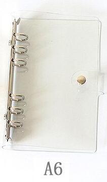 A5 A6 A7 Transparent File Folder 6 Round Ring Soft PVC Binder Loose Leaf Notebook Cover Folder Protector with Snap Button: A6