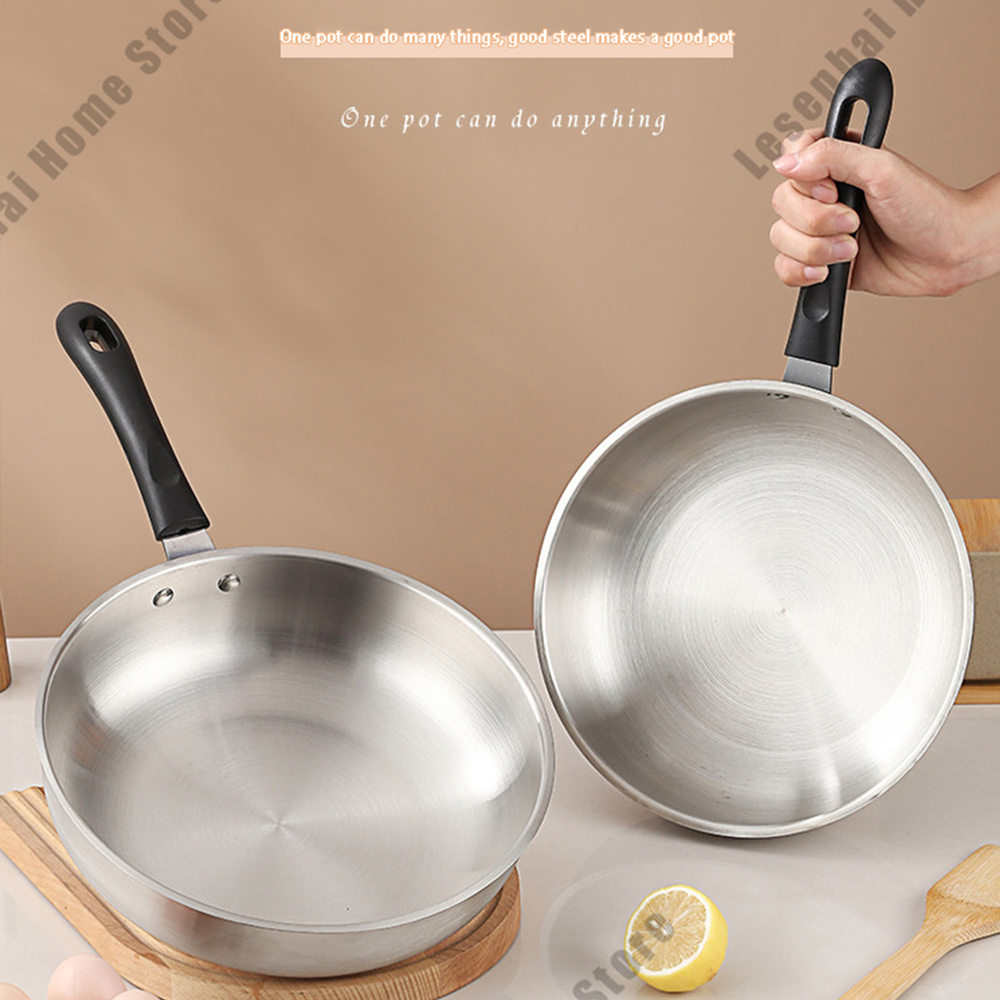 Rostfritt stål non-stick stekpanna hushåll tjock obelagd stekpanna gasspis induktionshäll universal platt bottenpanna