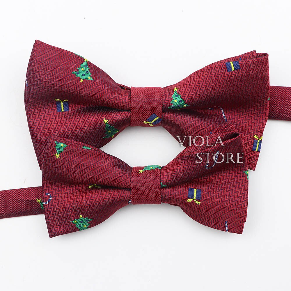 Pajarita de Papá Noel, padre e hijo, conjunto de poliéster, copo de nieve, para Navidad, para hombres y niños, accesorio para corbata: Set 2