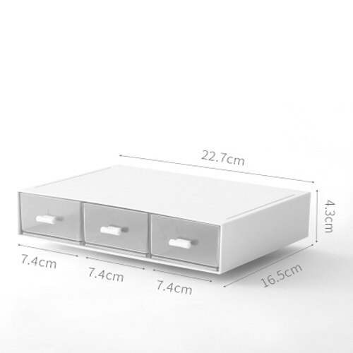 Empilable grande capacité boîte de rangement cosmétique maquillage tiroir organisateur bijoux maquillage conteneur bureau articles divers boîte de rangement: White-C