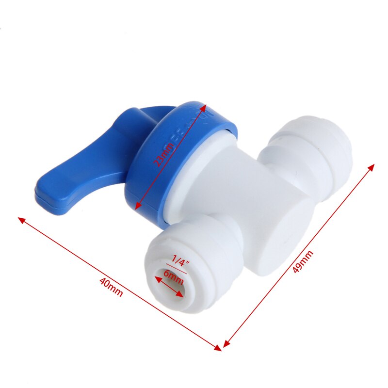 1 stk kuleventil 6mm 1/4 " rør od port plast vannsystem sløyfekobling