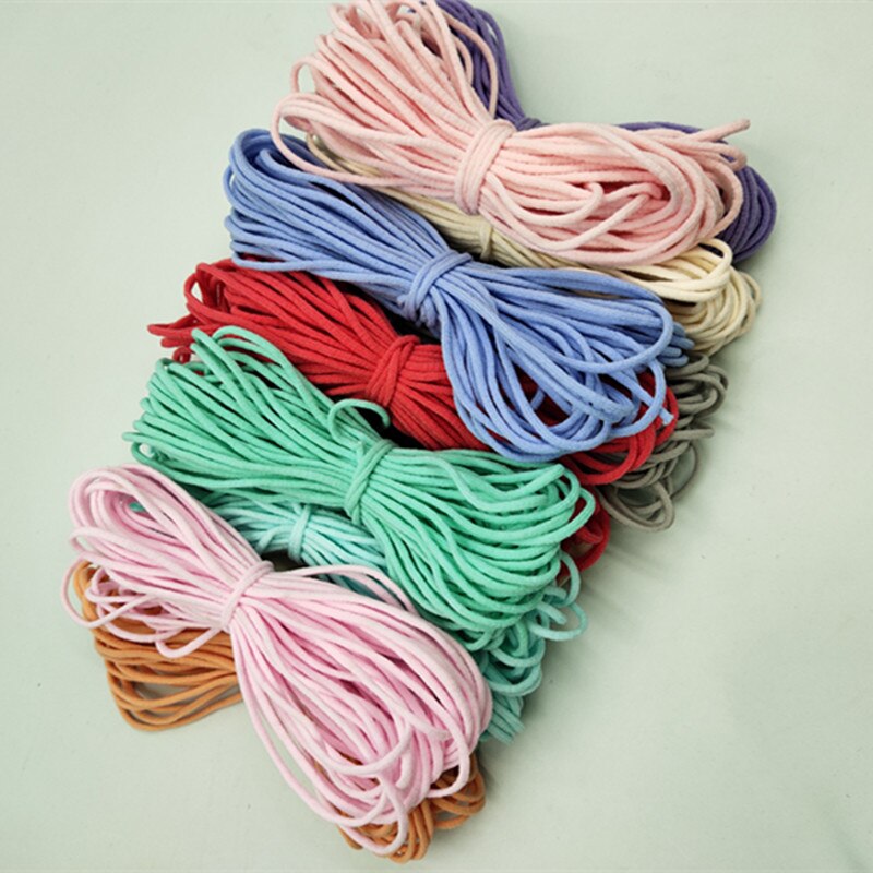 Bandes élastiques colorées rondes de 3mm, masque, corde élastique, noyau d'huile, ceinture, accessoires de vêtements de protection faits à la main pour bricolage,