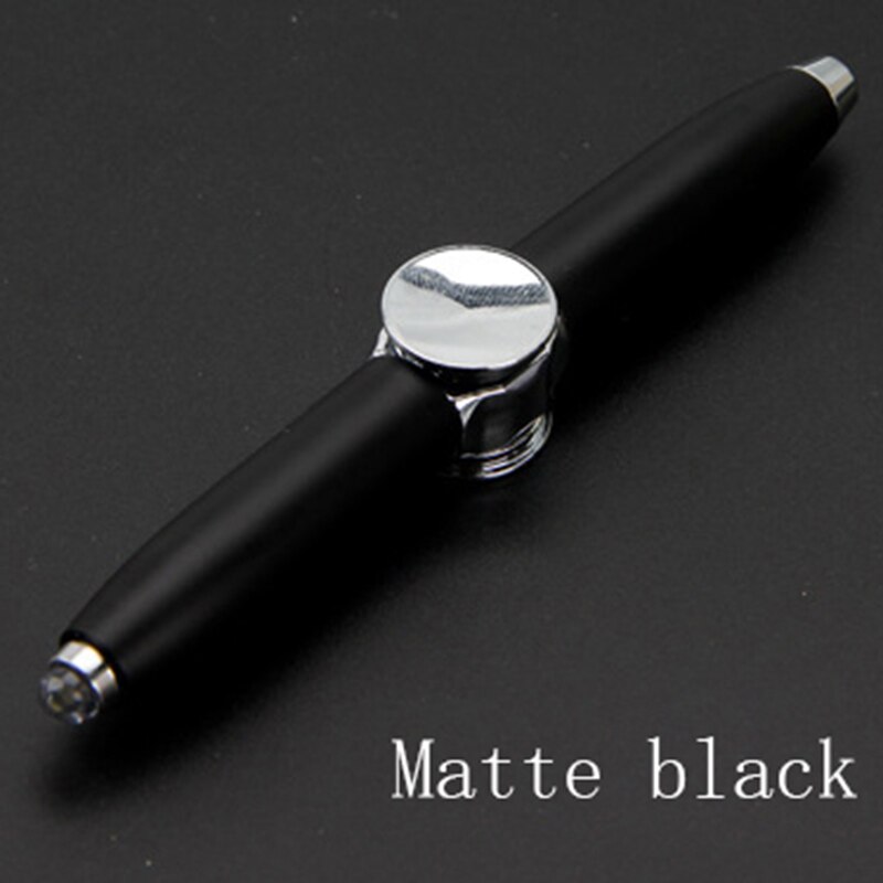 Gold Metal Fidget Spinner Pen Multi-Function Gyroscope Decompression Ball Point Pen LED Light Pens For school&Office Supplies: Matte black
