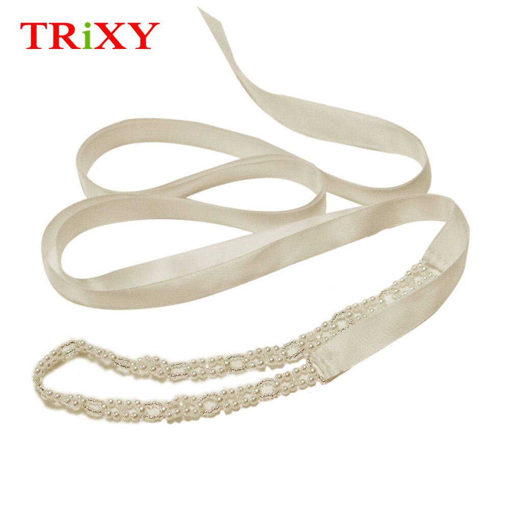 TRXY S246 Wedding Belts Ivory Beading Bridal Belts Pearls Women Belts Fashioon Formal Belts for Girl Party Night Dress: ivory
