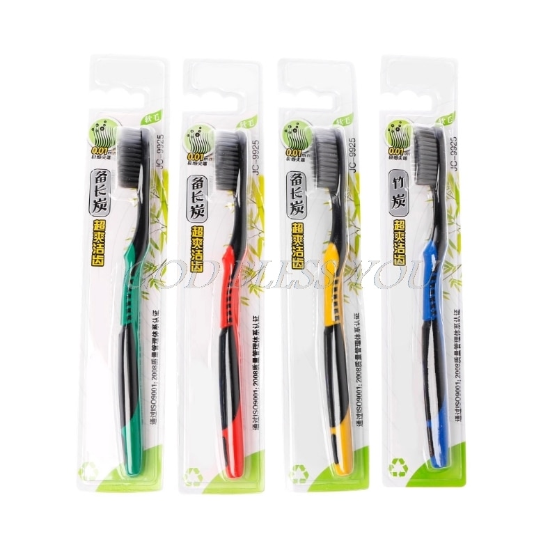 Bamboe Houtskool Superfijne Zachte Tandenborstel Reizen Tanden Cleanser Brush Willekeurige Kleur