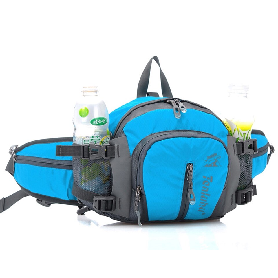 5L Large Running Bag Outdoor Sport Bicycle Cycling Backpack Shoulder Waist Pack Men Women Hiking Camping Bike Riding Bottle Pack: Blue