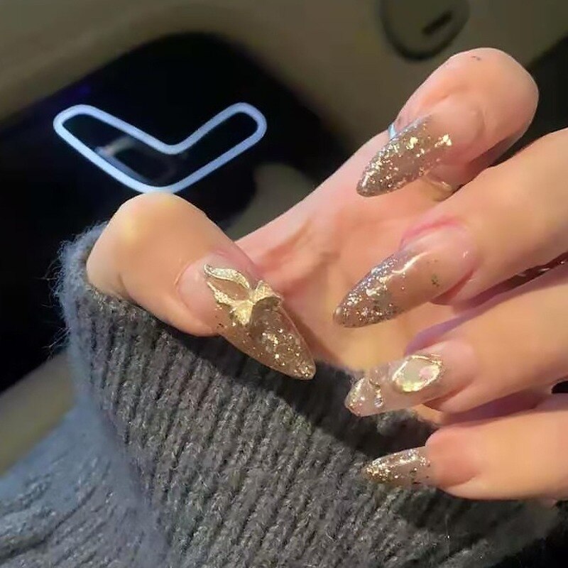 50 pezzi di ciondoli in lega d'oro e d'argento per unghie papillon farfalla 3D multi-forme accessori per unghie per ciondoli gioielli per chiodo arte giapponesi