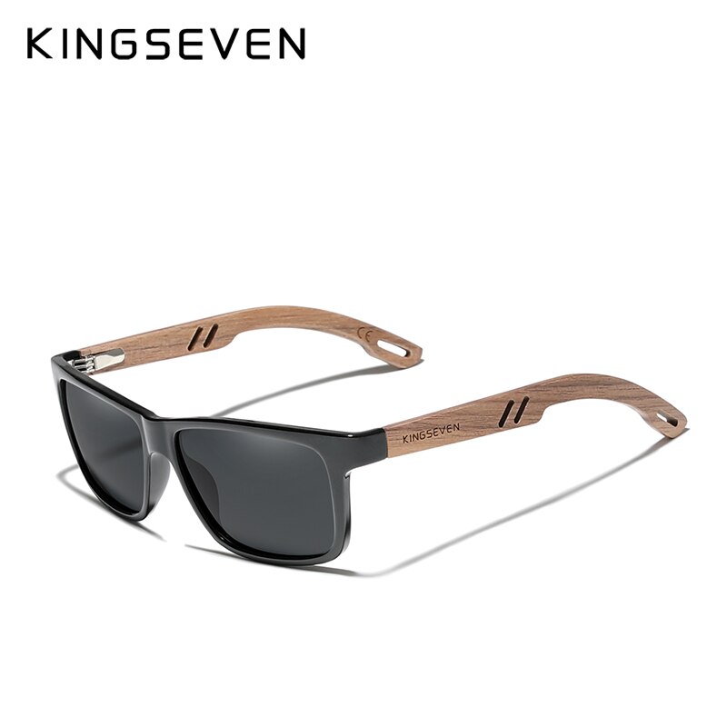 Kingseven 100%  polarisoidut vintage-puiset miesten aurinkolasit, puinen  uv400 suojakerroin, neliönmuotoiset aurinkolasit naisille, gafas de sol