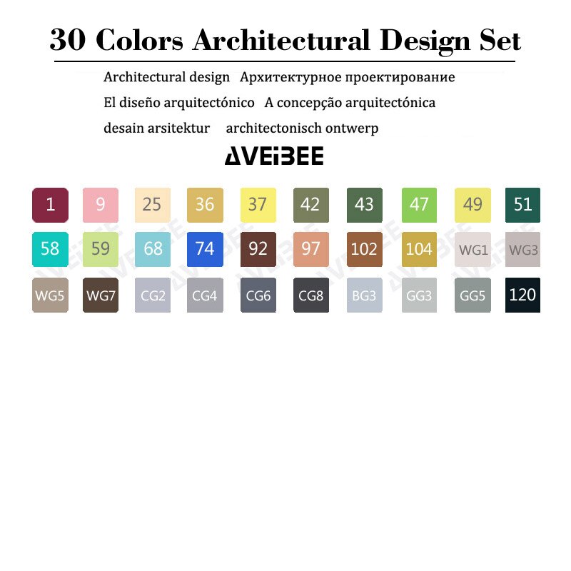 Magiska markörer set för barn 30/40/60/80/168 färg animation skiss markör två huvud ritning konst borst pennor alkoholbaserad: 30 arkitektoniska set