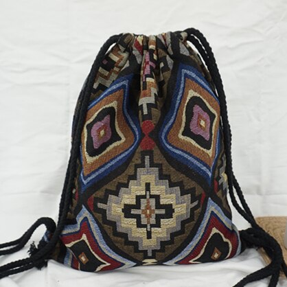 LilyHood damski plecak z tkaniny żeński cygański czeski boho chic Aztec Ibiza Tribal etniczny Ibiza brązowy plecak ze sznurkiem torby: NO 9