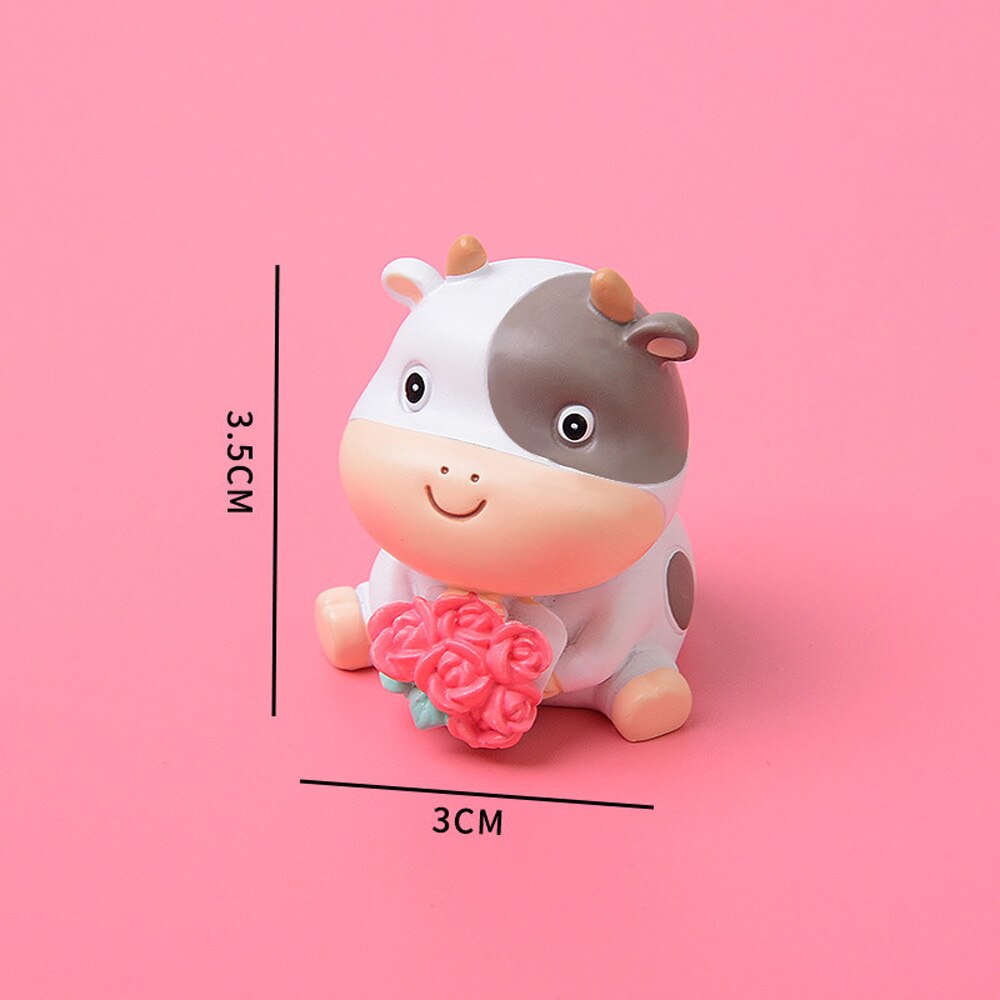 The Ox Year Figurines Cute Cartoon Doll Home Office Desk Resin Decoration Handmade DIY Craft For Childern: A