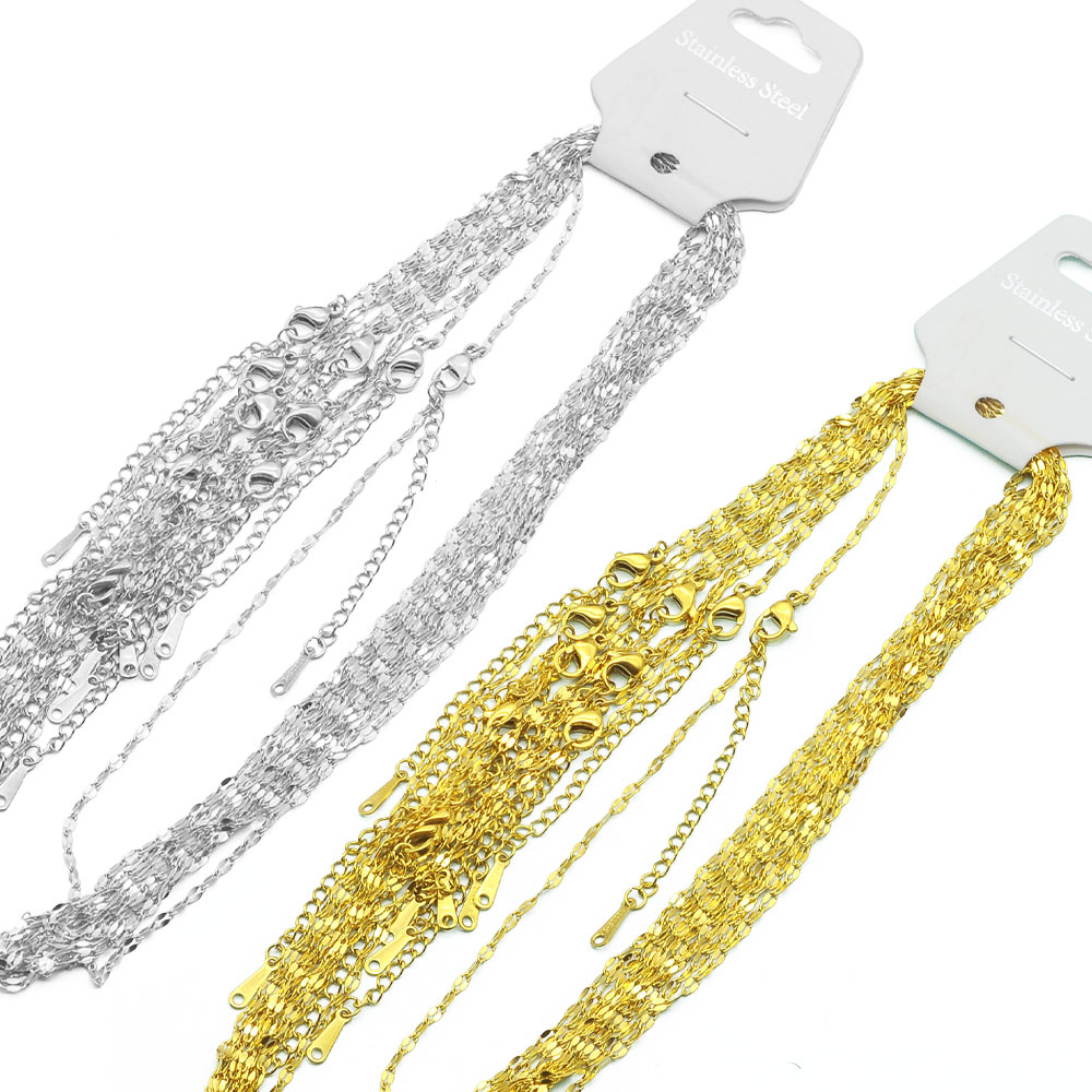10pcs/Lot 304 Stainless Steel Cable Link Rope Chain Necklace for DIY Jewelry Making Silver Gold Color O Chains Choker Necklaces