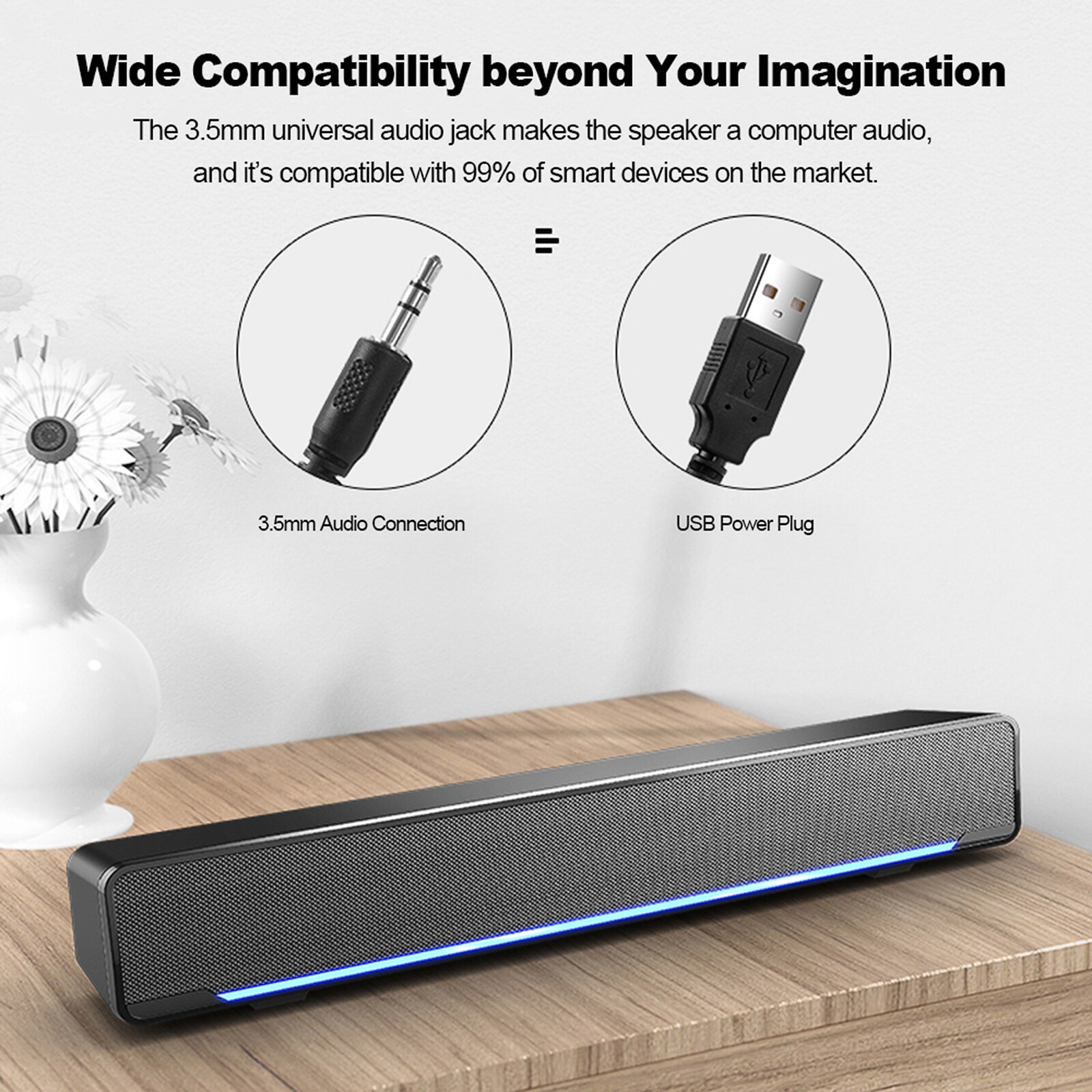 Sada V-196 3.5Mm + Usb Bedrade Computer Speaker Stereo Subwoofer Krachtige Muziekspeler Bass Surround Sound Box Voor pc Laptop