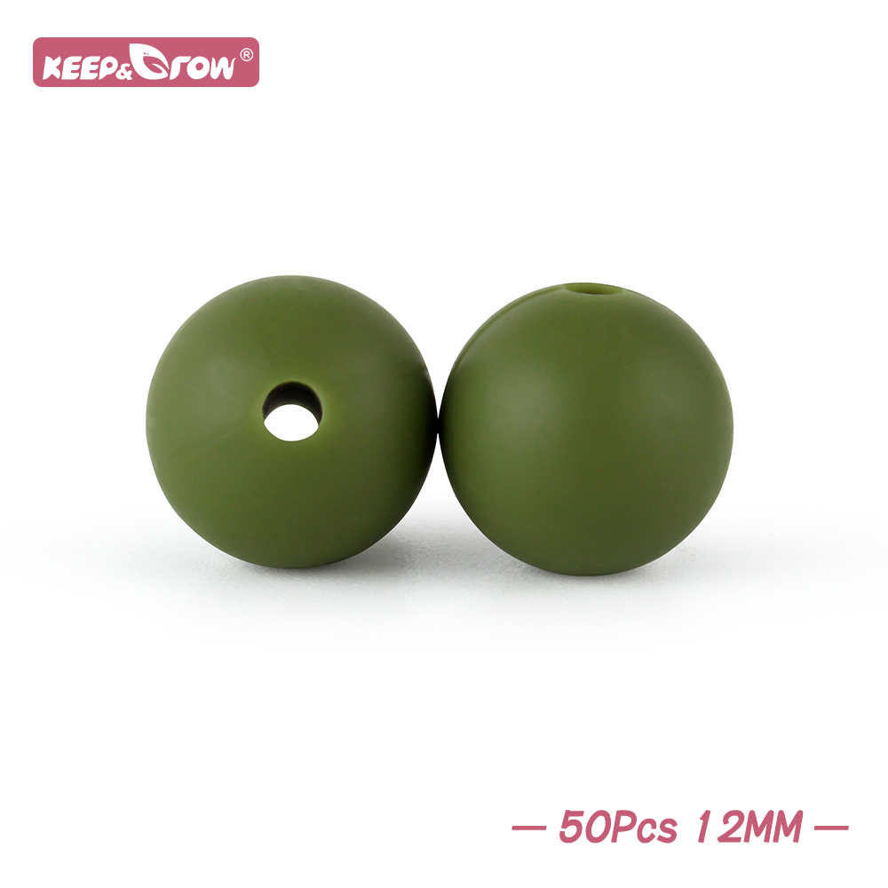 Perles rondes en Silicone de 12MM, 50 pièces, accessoires de dentition pour bébé, anneaux de dentition à croquer, sans Bpa, perles d'allaitement pour bébé