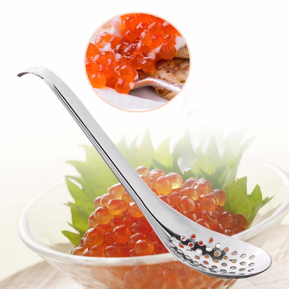 Cuillère sphérique créative en acier inoxydable, Caviar, œuf, passoire à fente, filtre, barre, Gadgets de cuisine, fournitures de cuisine