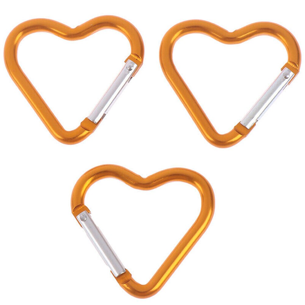 3pcs Portable Mini Fast Hanging Camping Aluminum Alloy Carabiner Sport Keychain Heart Shaped Clip Hiking Outdoor Gadgets: YELLOW