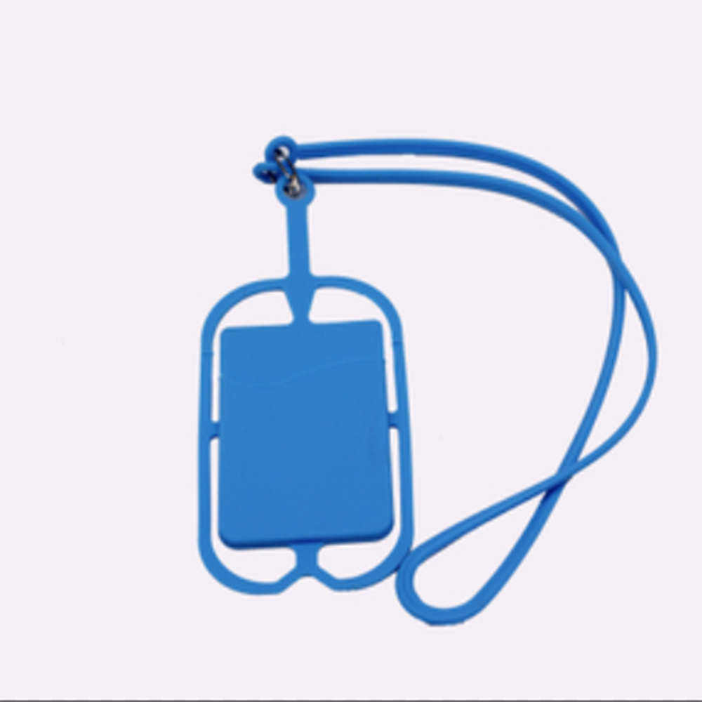 Uniwersalny silikonowy uchwyt na telefon komórkowy smycz pokrowiec na karty ozdobny pasek na dowód osobisty solidna kolorowa obudowa na telefon pokrywa smycz na szyje: niebieski