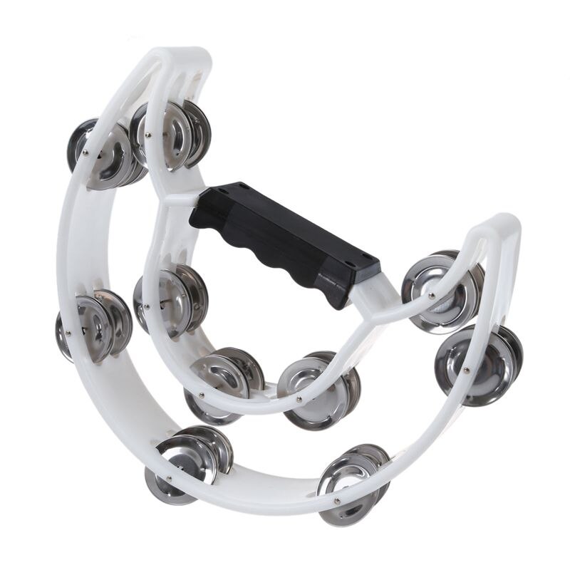 Double Row Half Moon Musical Tambourine Percussion Drum White Party KTV