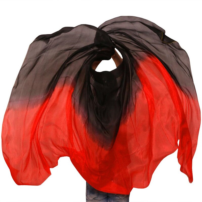 Belly Dance Props Women Belly Dance Silk Veils Belly Dance Veil For Girls Belly Dance Silk Veils black+red