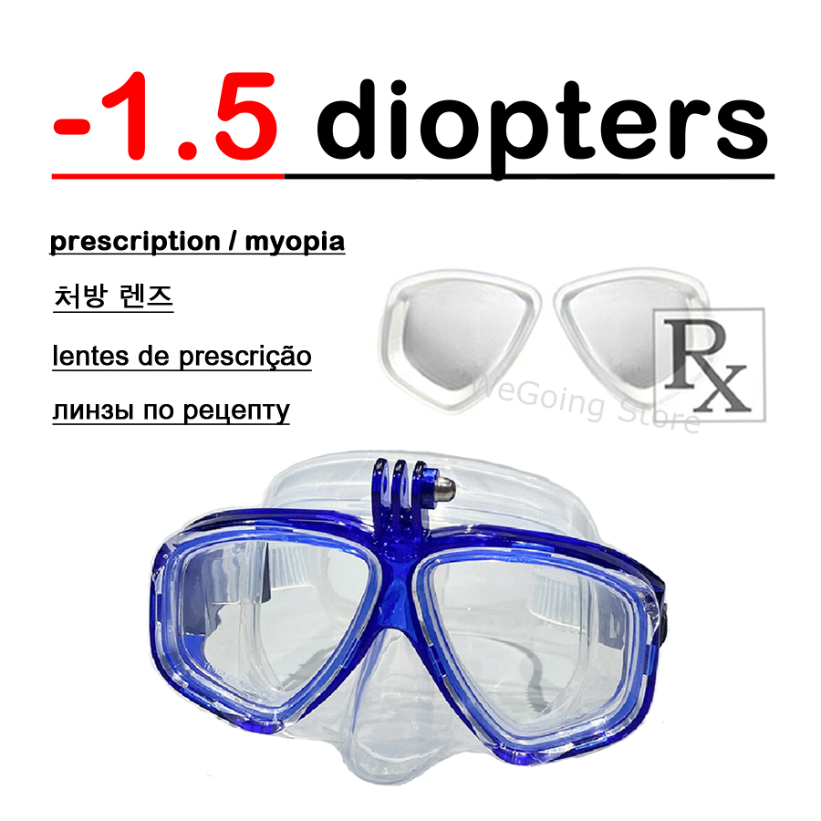 Gopro Optisch Duikmasker Bijziend Duikbril Camerahouder Aangepaste Dioptrie Duikbril met Receptlens: YELLOW