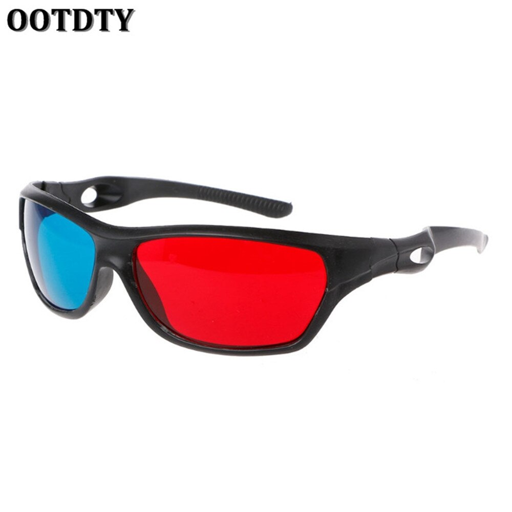 OOTDTY-gafas 3D Anaglyph para juegos de películas, DVD, vídeo y TV, marco blanco Universal, rojo y azul