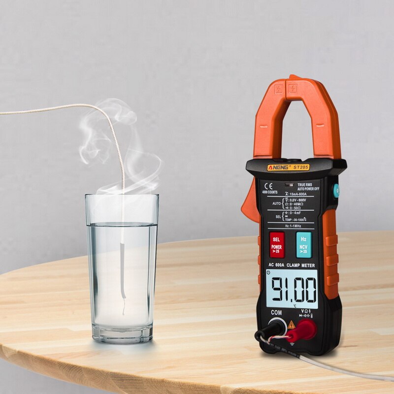 Junejour digitale stroomtang analoge multimeter stroomtang dc/ac intelligente automatische bereikmeter met temperatuurtester