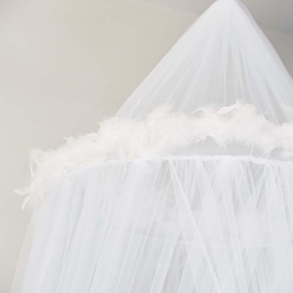 Cuarto Redondo para niños, mosquitera, Red de plumas, decoración de estrellas, cortinas de cama, fácil de instalar, tienda de juegos de princesas