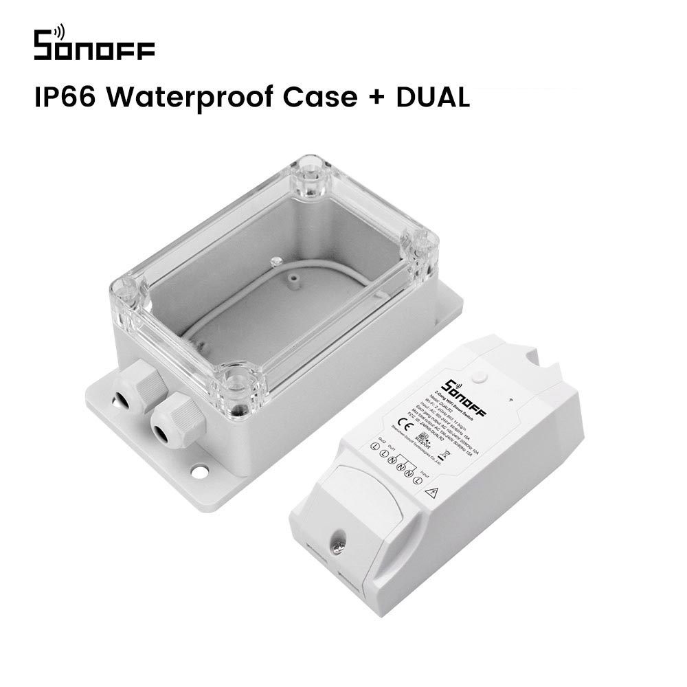 Itead Sonoff IP66 Waterdichte Cover Case Junction Box Compatied Met Sonoff Basic/Rf/Pow/Dual/TH10/TH16 Smart Home Wifi Schakelaar: IP66 Case With Dual