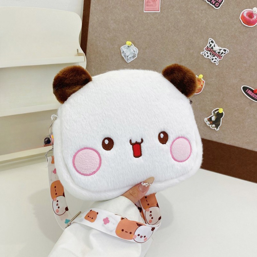 Mochila bonita de felpa Yier Panda Bear, bolso cruzado Bubu Dudu, monederos Kawaii, bolso de hombro, peluches suaves para novia