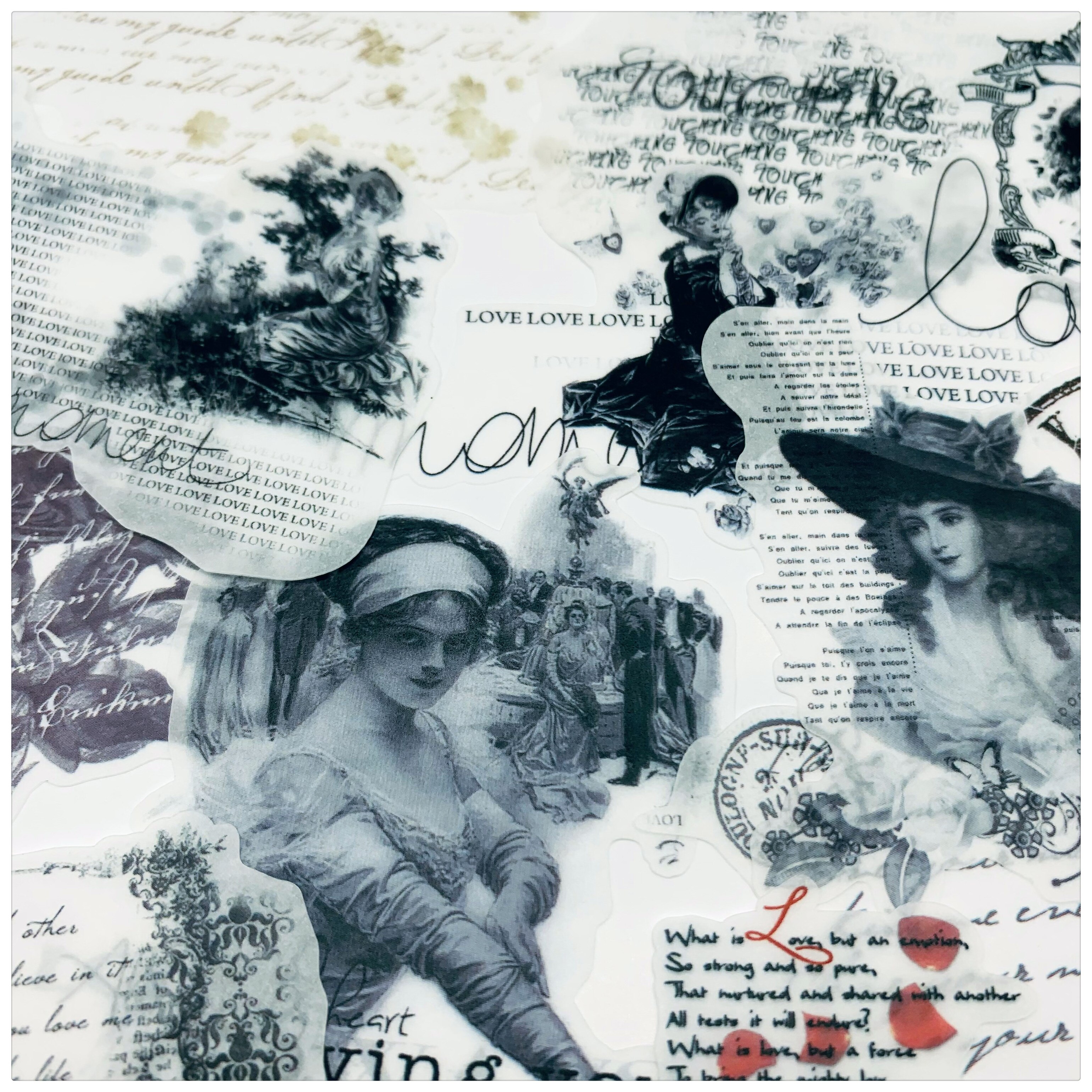 Vintage gammel avis dameklistremerker gjør-det-selv scrapbooking base collage mobil datamaskin dagbok glad plan forseglingsdekorasjon