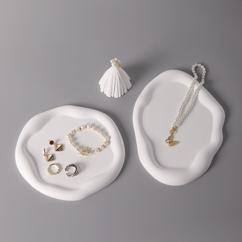 Bandeja de hormigón de Irregular, bandeja de cemento para almacenamiento de joyas, molde de silicona para yeso, arcilla, jarrón, bandeja, de dobladillo