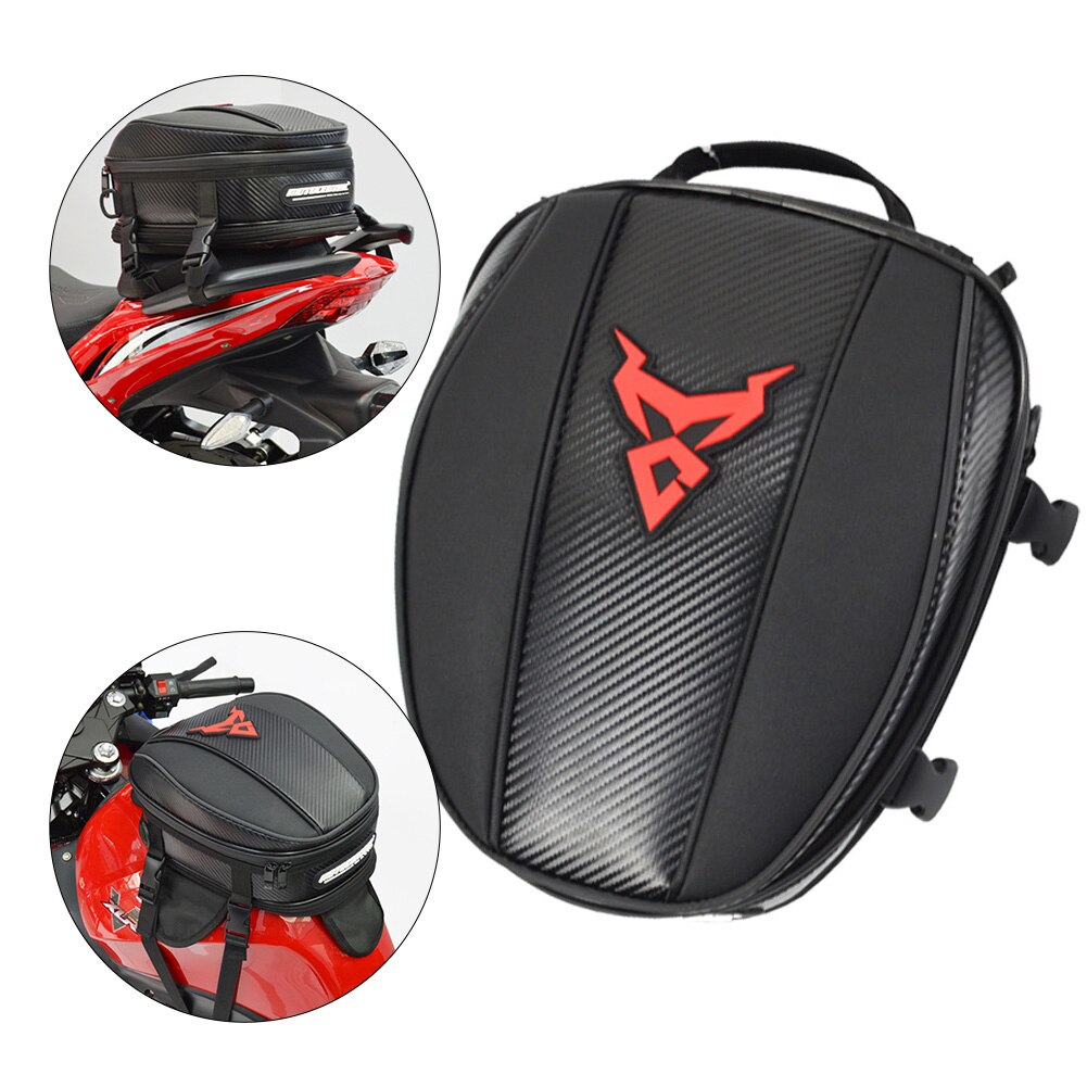 Verstelbare rugtas voor motorfiets, tas voor achterop, draagbaar, bevestigbaar, reflecterende strip, grote capaciteit, rits, slijtvast, reistas: Rood