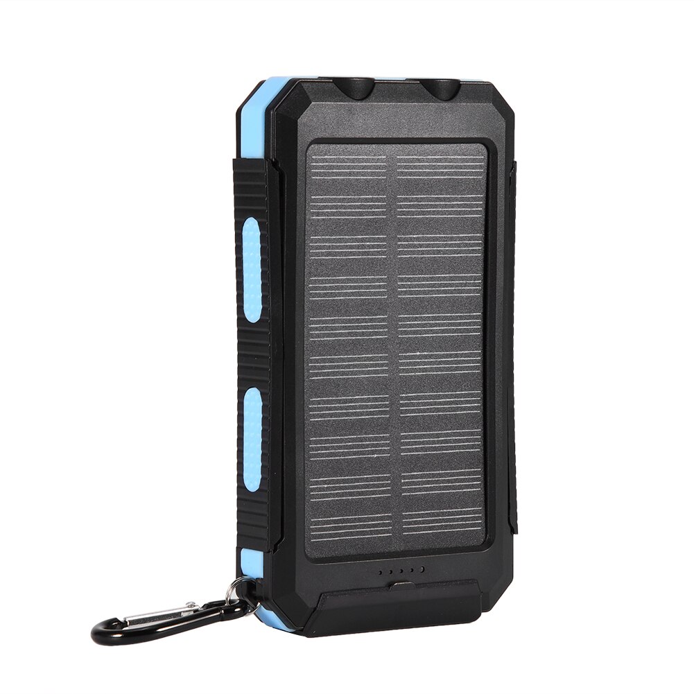 Outdoor Portable Solar Power Bank Case Diy Kit 10000Mah Snel Opladen Dual Usb Mobiele Waterdichte Power Bank Gevallen Met kompas: Blue