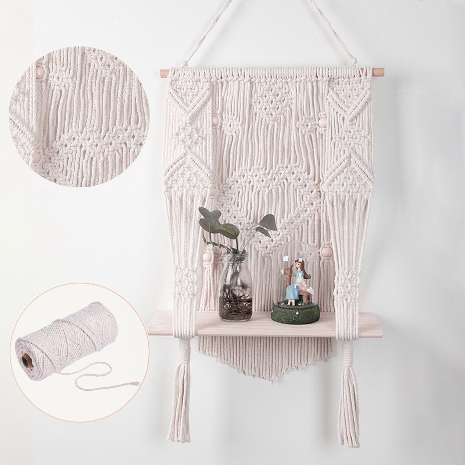 Macrame Kit - Macrame Benodigdheden Voor Volwassenen Beginners-Diy Macrame Starter Kit Met Houten Kralen Houten Ringen Houten Stokken voor H