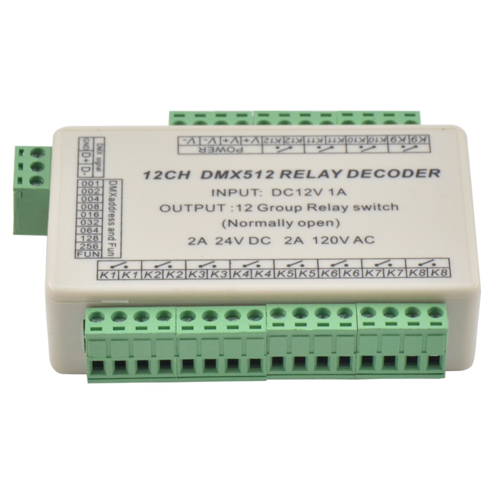 12CH 12 channels DMX512 Relay Decoder switch signal led Controller relay output only use the signal control input 12V led strip