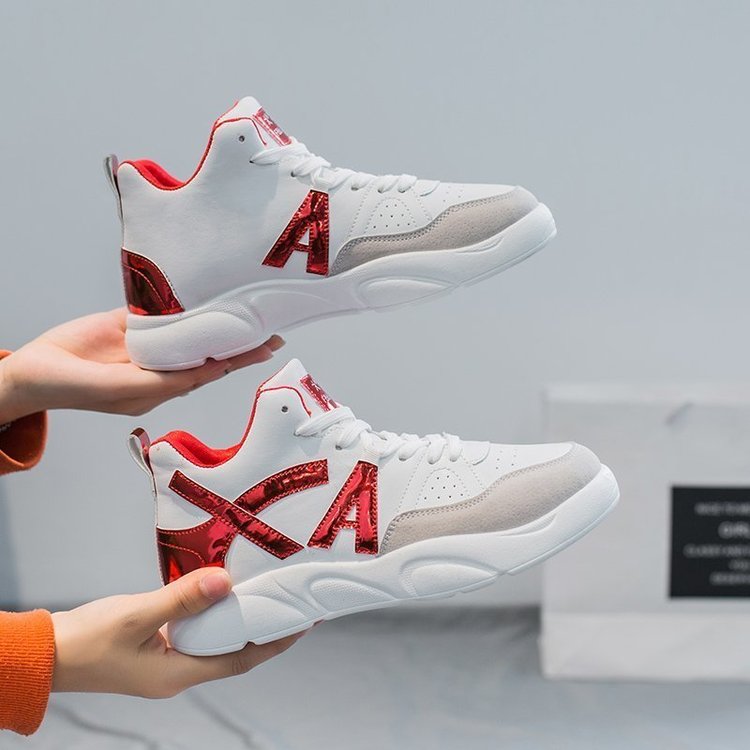 Stijl dames wandelschoenen fleece geïsoleerde witte hardloopschoenen dames sneakers hoge top warme damesschoenen: 2 / 5