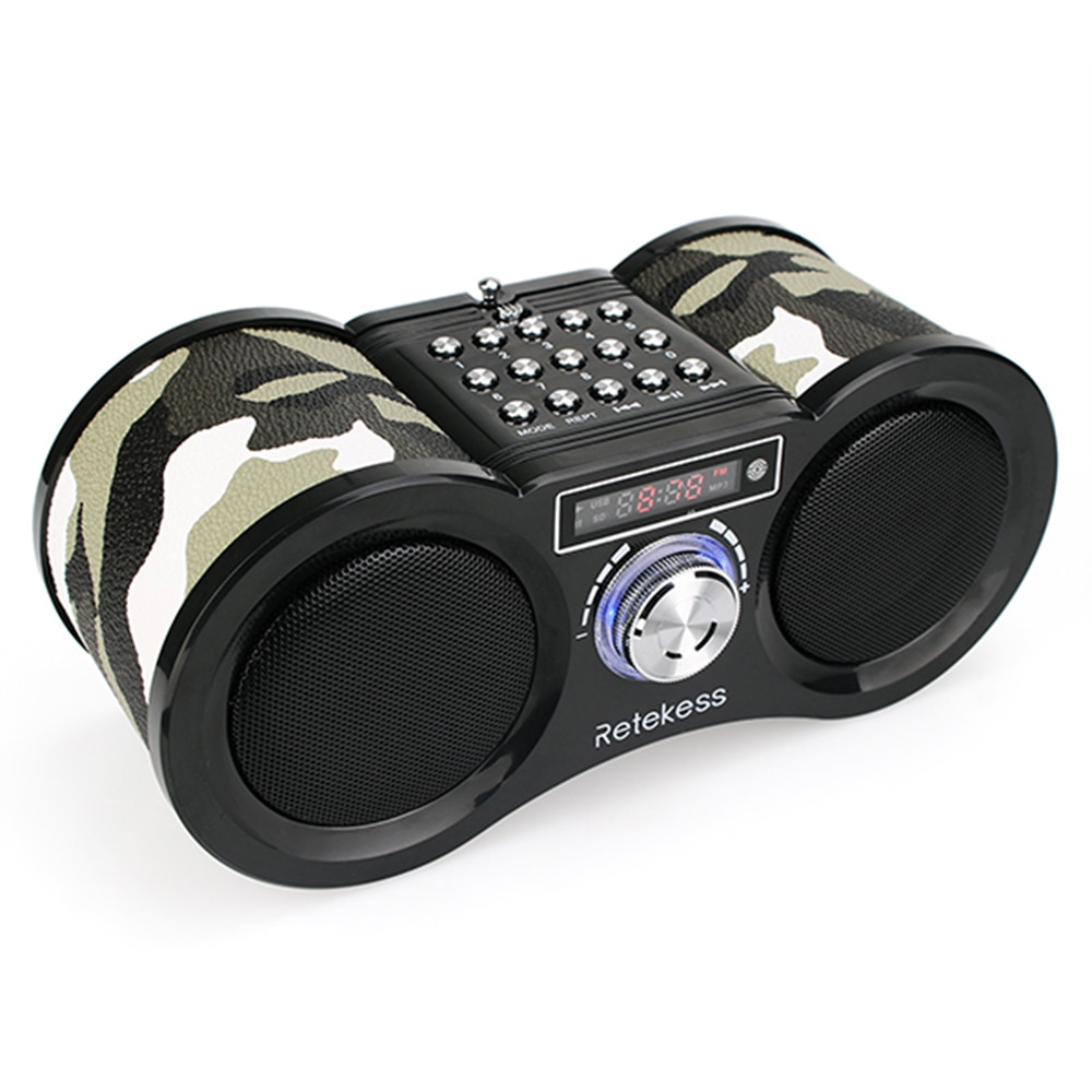 RETEKESS-receptor de Transistor portátil V113, Radio FM estéreo Digital, altavoz de Supergraves Dual de 1,6 W, reproductor de tarjeta TF con disco USB