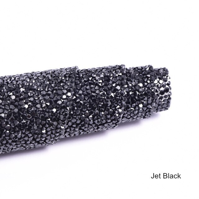 Tissu à strass brillants, 8 couleurs, 24x40cm, pour confection de robes pour nouvel an, DIY, , F0331: Jet black