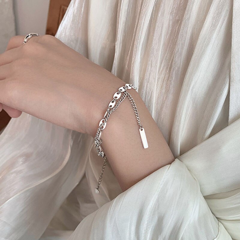 Foxanry 925 Sterling Zilver Unieke Ketting Armband Voor Vrouwen Zomer Trendy Elegante Leuk Varken Neus Party Sieraden