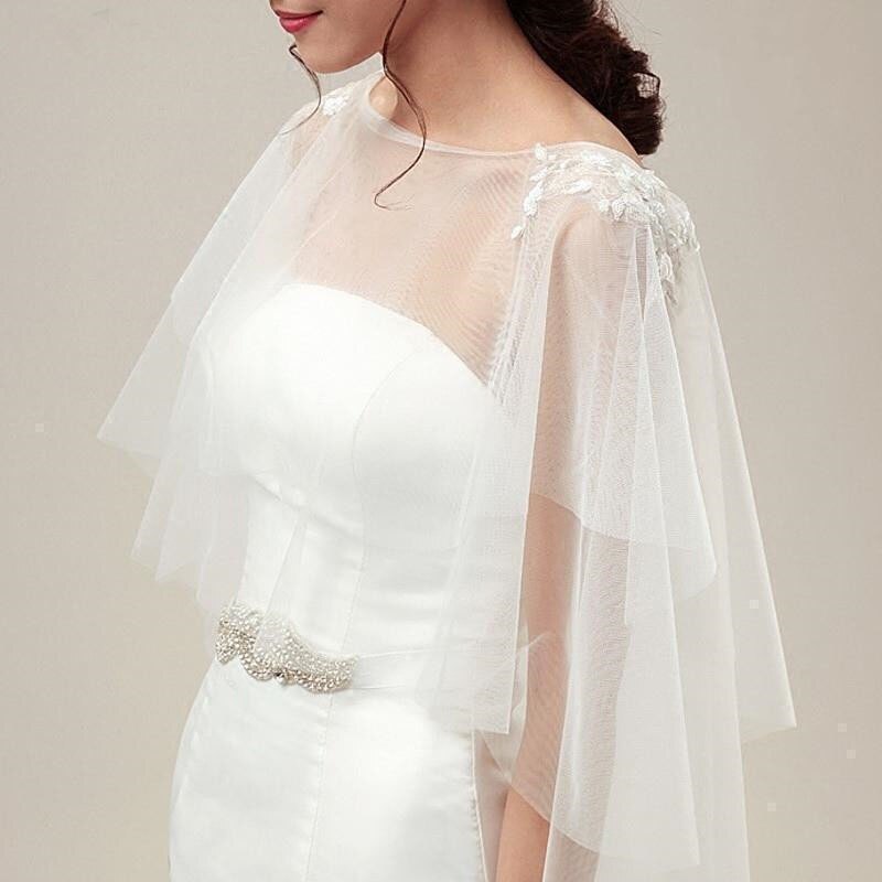 Wedding Jackets Wraps Bridal Capes Cloak Tulle Rom... – Grandado