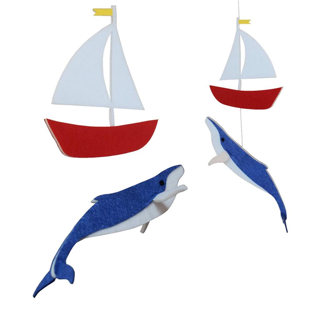 Berceau de bébé Mobile baleine voilier océan bébé douche pépinière décoration fait main tissu trois dimensions ornement